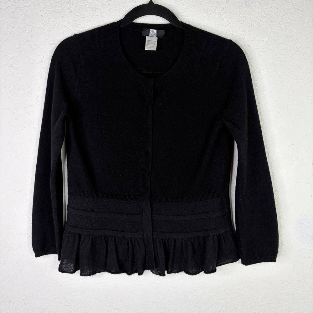 Saks Fifth Avenue black snap button front Women’s cardigan cashmere/Silk, size S